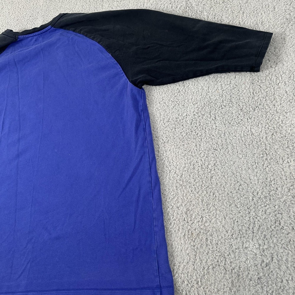 Nike Shirt Mens 2XL Blue Black 3/4 Sleeve Raglan Colorblock Swoosh Tee Logo - Picture 15 of 16